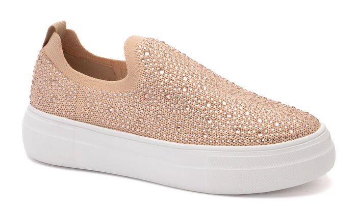 CORKYS SWANK SLIP ON BLUSH CRYSTAL SNEAKERS