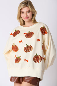 PEACH LOVE SEQUIN PUMPKINS W/BOWS