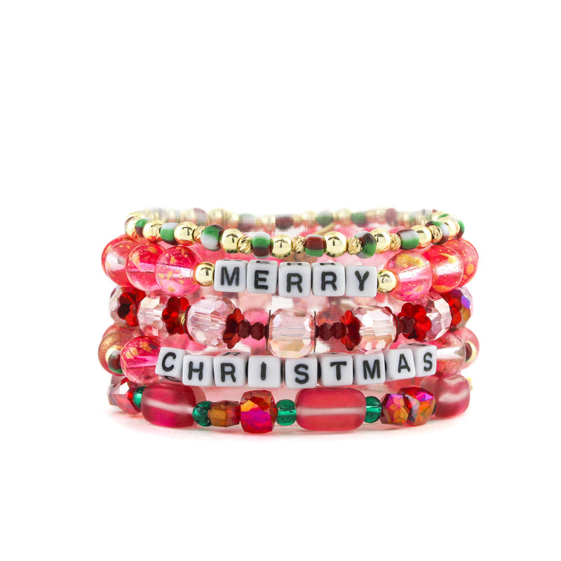 ERIMISH  -  EXTENDED LIMITED EDITION "MERRY CHRISTMAS  5 BRACELET STACK