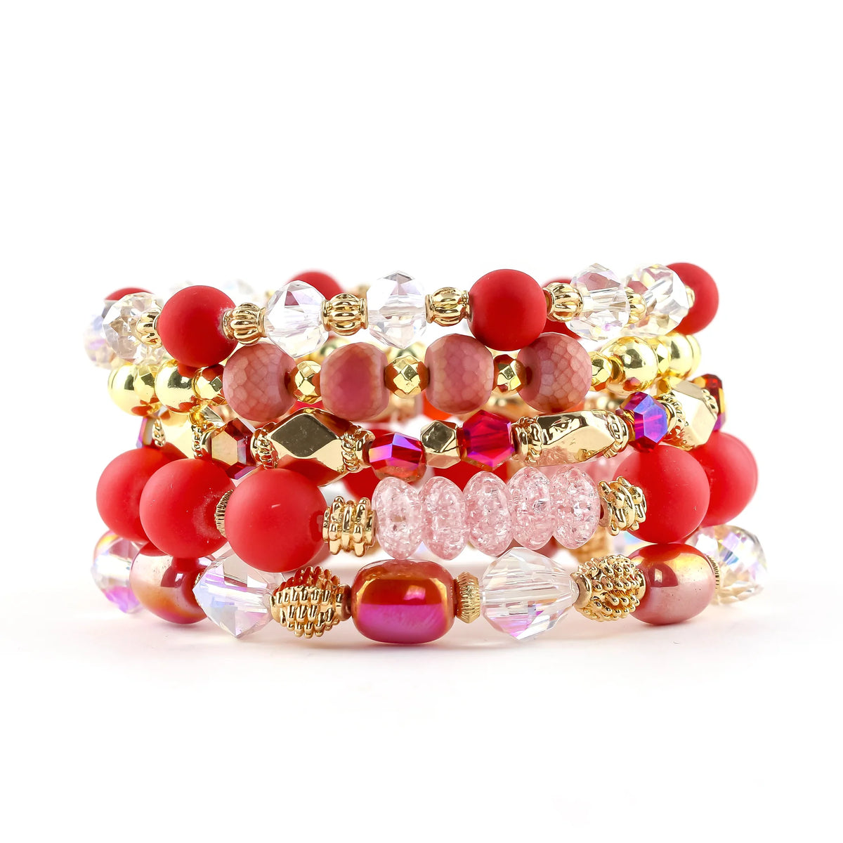 ERIMISH  -  RED HOT EXTENDED 5 BRACELET STACK