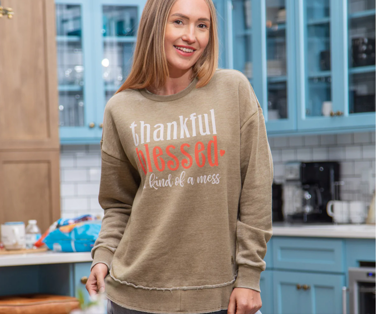 ROYCE: THANKFUL, BLESSED & KIND OF A MESS PONCHO FLEECE