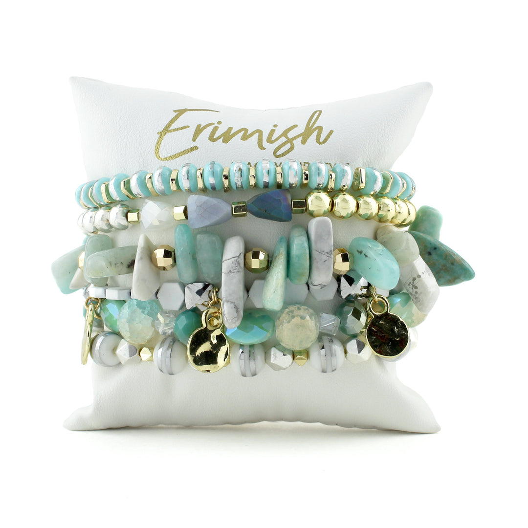 ERIMISH -    SEA GLASS BOXED STACK BRACELET SET