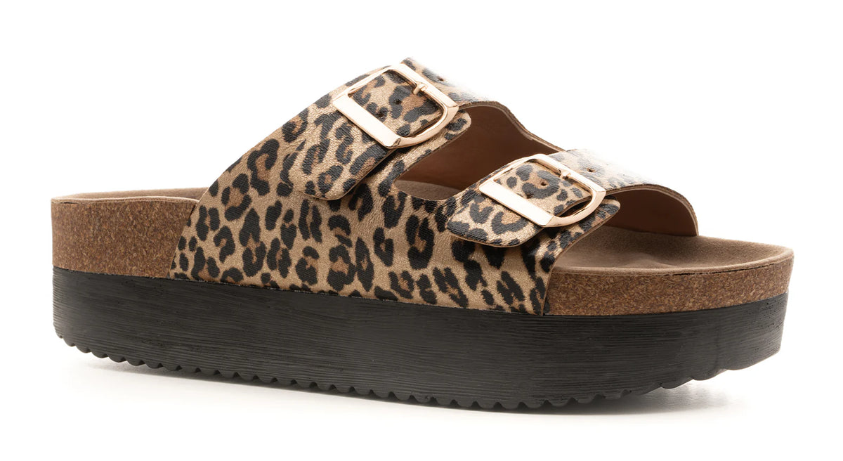 CORKYS TABLOID GOLD LEOPARD SANDAL