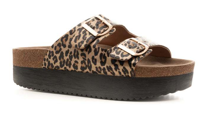 CORKYS TABLOID GOLD LEOPARD SANDAL