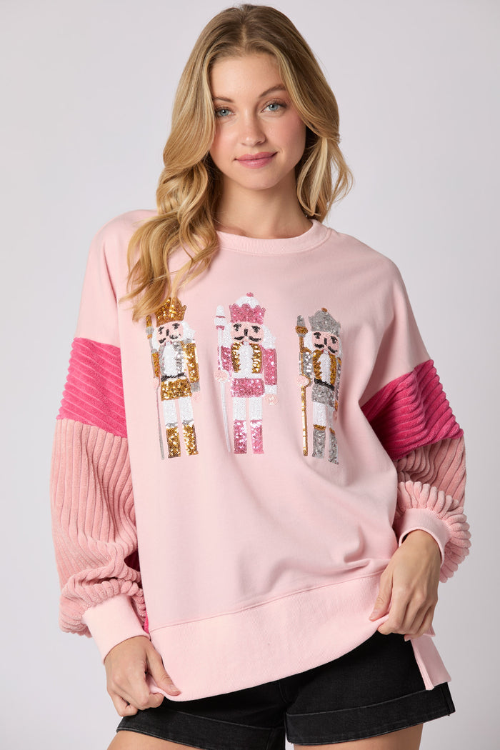 PEACH LOVE NUTCRACKER OVERSIZED SWEATSHIRT (PINK)