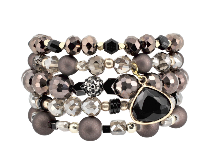 ERIMISH -  EXTENDED SIZE CHOCOLATE SWIRL STACK BRACELET SET