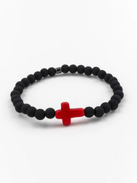 ERIMISH - CROSS SINGLE BLACK/RED STACK BRACELET