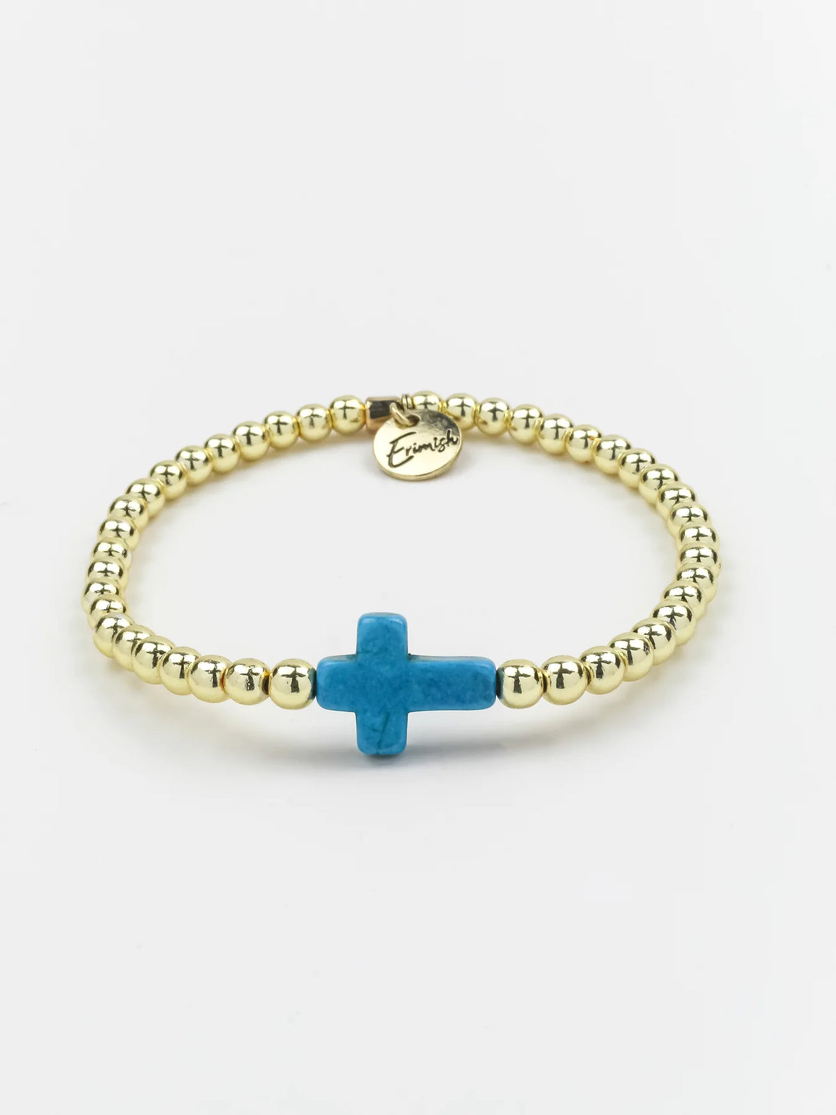 ERIMISH - CROSS SINGLE GOLD/TURQUOISE STACK BRACELET