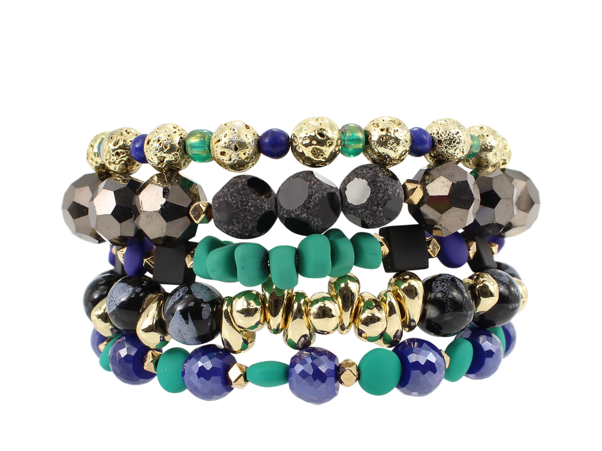 EXTENDED SIZE -  CROWN JEWELL STACK BRACELET SET