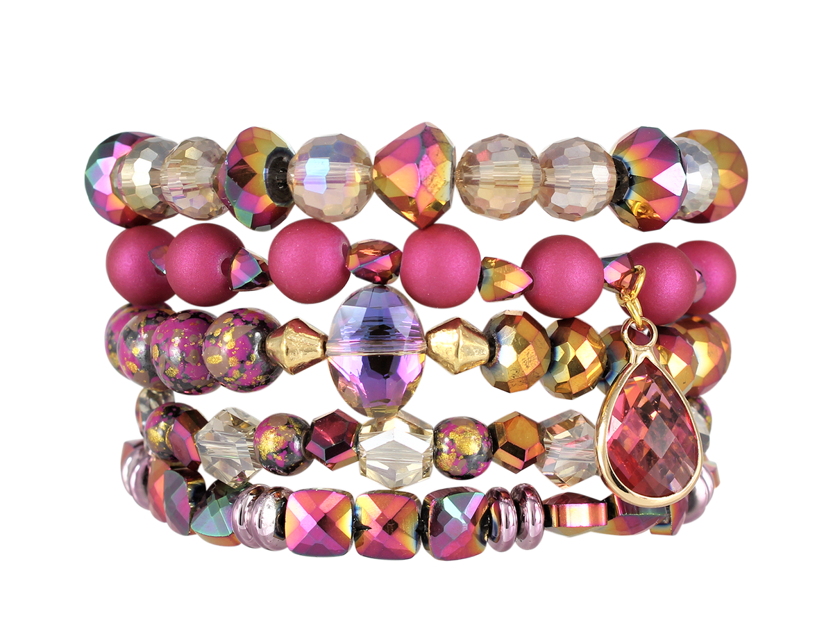ERIMISH -  EXTENDED SIZE STACK GINGER ROSE BRACELET SET