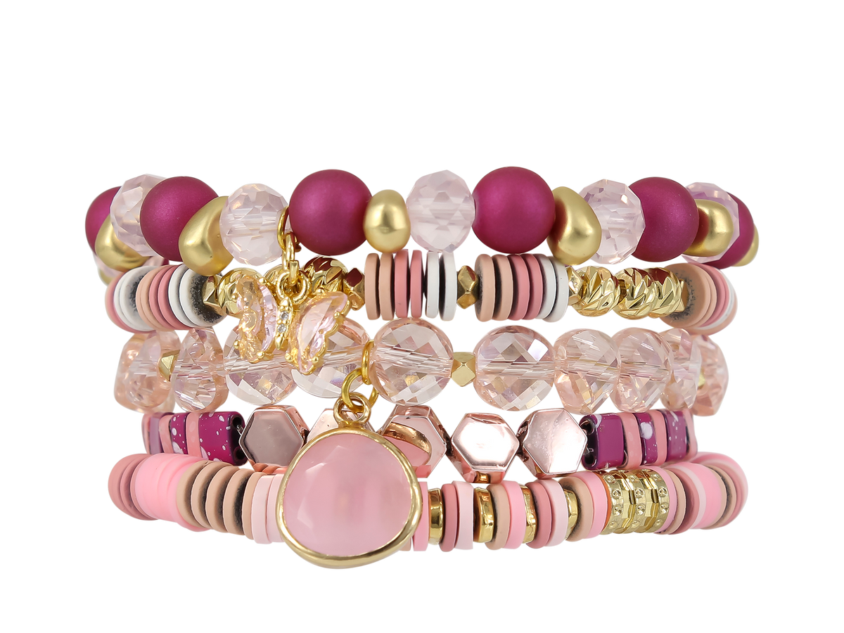 EXTENDED SIZE -  GUMBALL STACK BRACELET SET