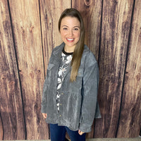 WISHLIST GREY CORDUROY SHACKET