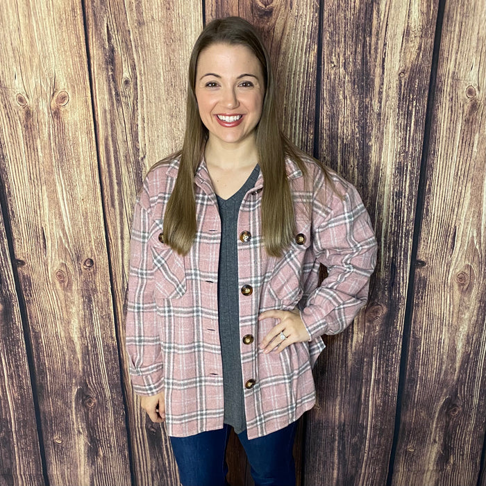 VEVERET PINK PLAID SHACKET