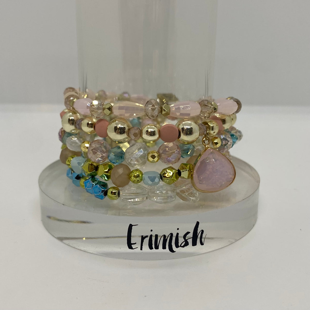 ERIMISH  -  EXTENDED SIZE PINK SURPRISE STACK BRACELET SET