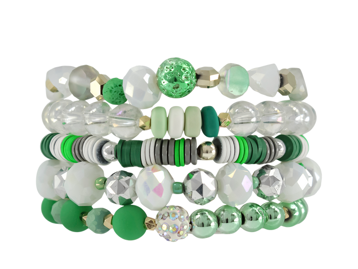 ERIMISH  -  EXTENDED SIZE ST PATRICKS DAY STACK BRACELET SET